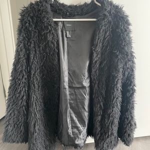 Black furry coat